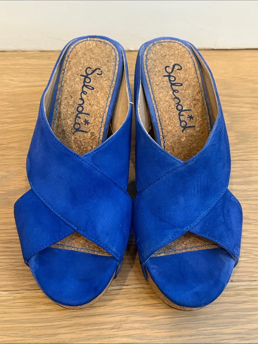 Splendid Royal Blue Suede Crisscross Platform Wedge